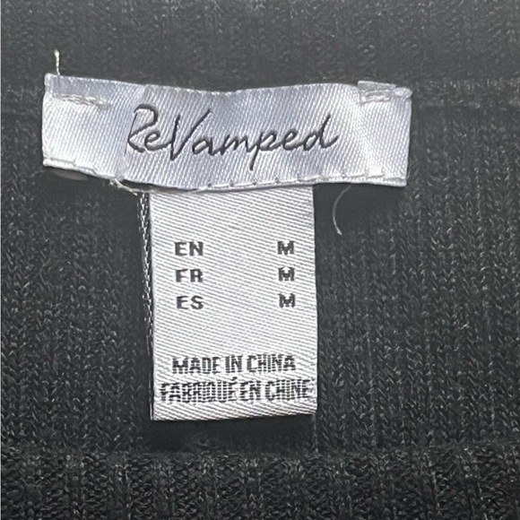 REVAMPED Bodycon Mini Dress Boatneck Dolman Sleeves Ribbed Blk Sz M - Picture 6 of 10